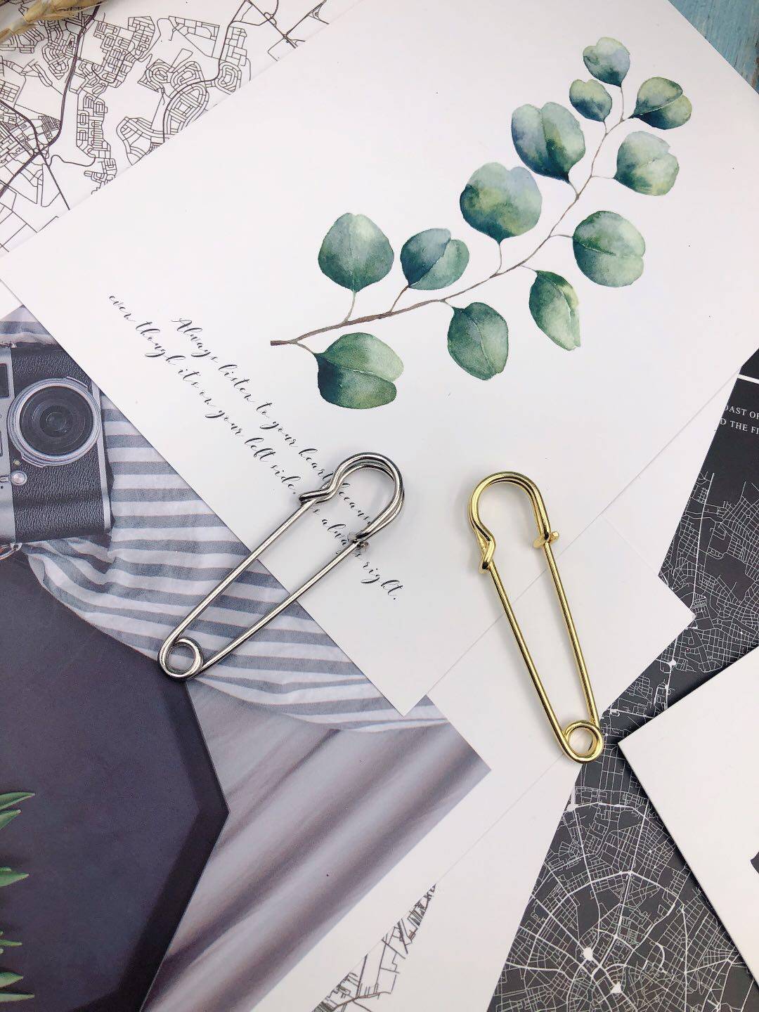 Shanghai Jiadi hand for brooch DIY drop glue accessories golden silver color 63MM