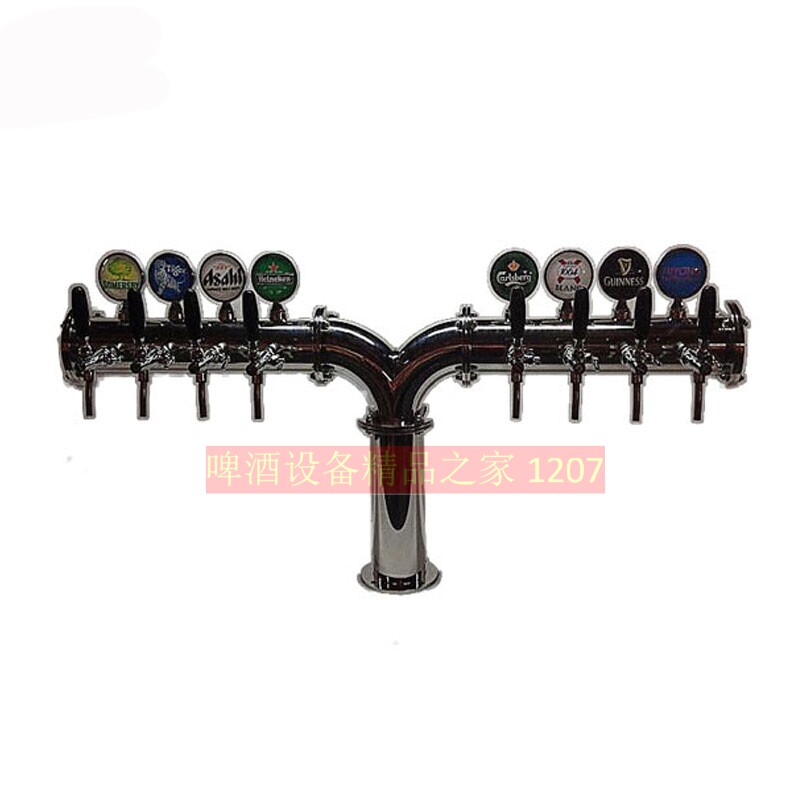 8 head 304 stainless steel Y type beer wine column with Led lamp Peume Eye Mark Bar Beer Tower With Cold Water Circulation