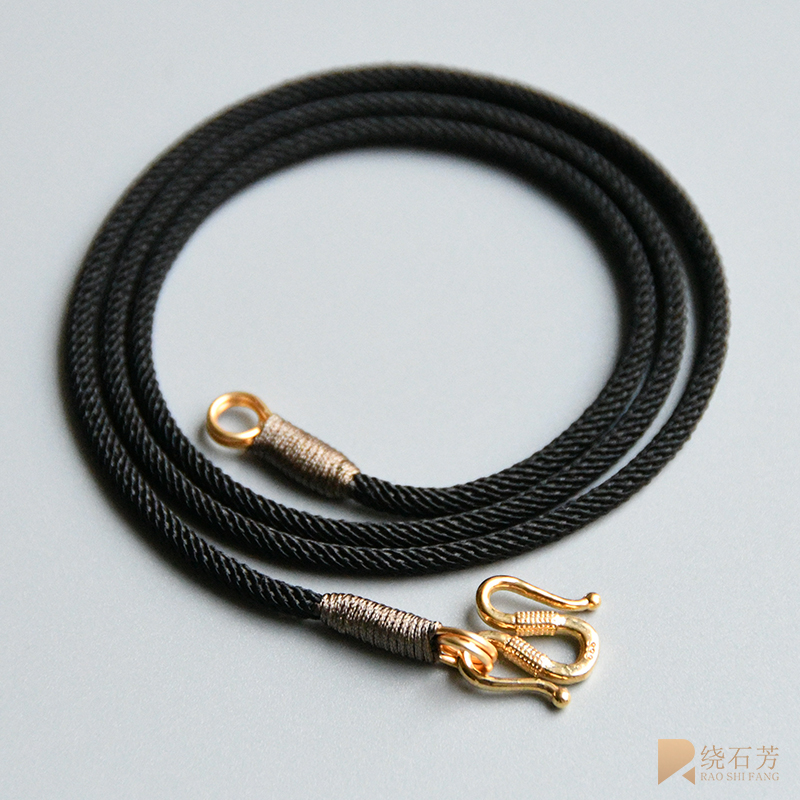 Men's large pendant lanyard black Buddha brand thangka necklace hanging neck rope Gold Silver M buckle simple original