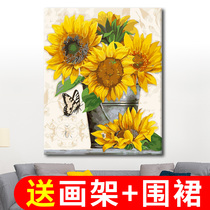 diy digital oil painting living room custom large filling color landscape flower animation character hand painted decorative painting Sunflower