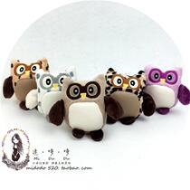 Cartoon Cat Head Eagle Screen Wipe Pocket Key Buckle Bag Pendant Plush Toy BAO WeN Wave Dot Cute Owl