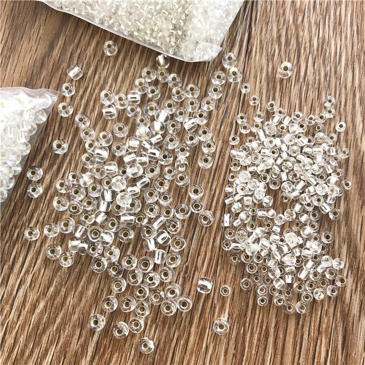 Pouring silver millet pearl DIY hand-sewn beads decorative wedding dresses accessories silver white crystal string beads material packs 2MM