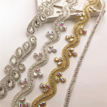 New Products Handmade Wedding Dress Dress Belt Accessories Bride Water Drill Waist Seal Flower Style Chain Belly Leather Dance Suit Accessories