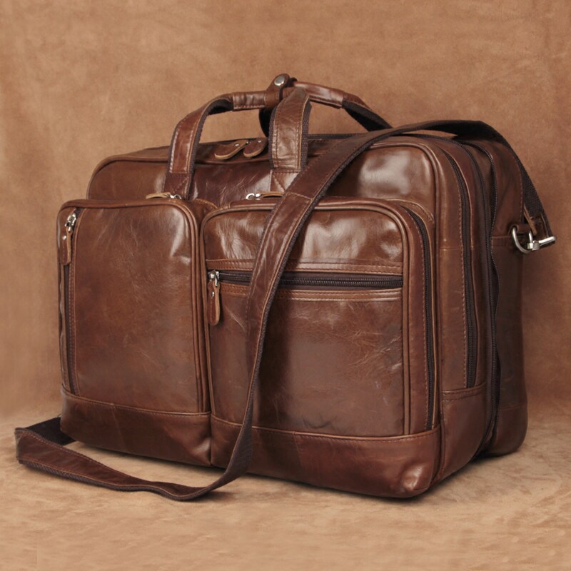 First layer cowhide men's portable business briefcase travel bag large-capacity leather computer bag trolley bag