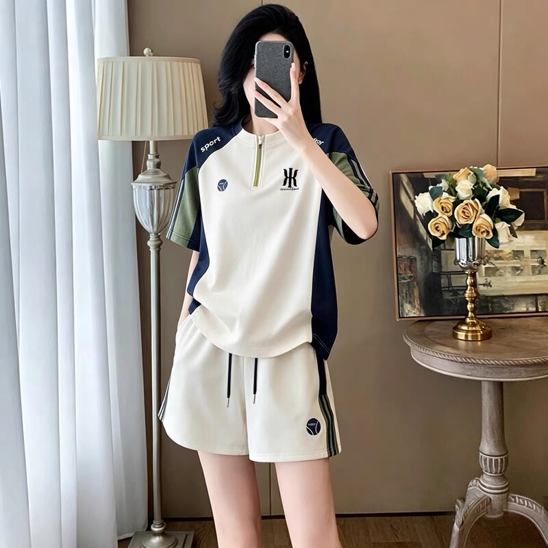 90% off Special Zone｜Brand Discount｜Summer New Sports-Style Short-Sleeved T-Shirt Set for Women, Casual Two-Piece Set
