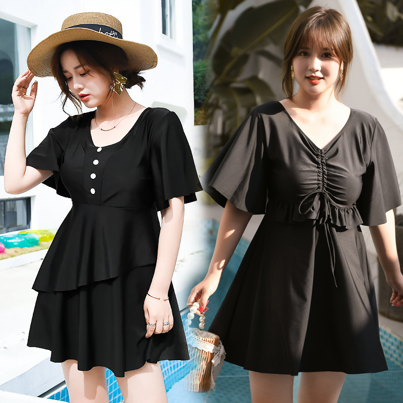 Large size swimsuit female fat mm covering 200 pounds loose conservative meat shade new super fairy two piece hot spring swimsuit