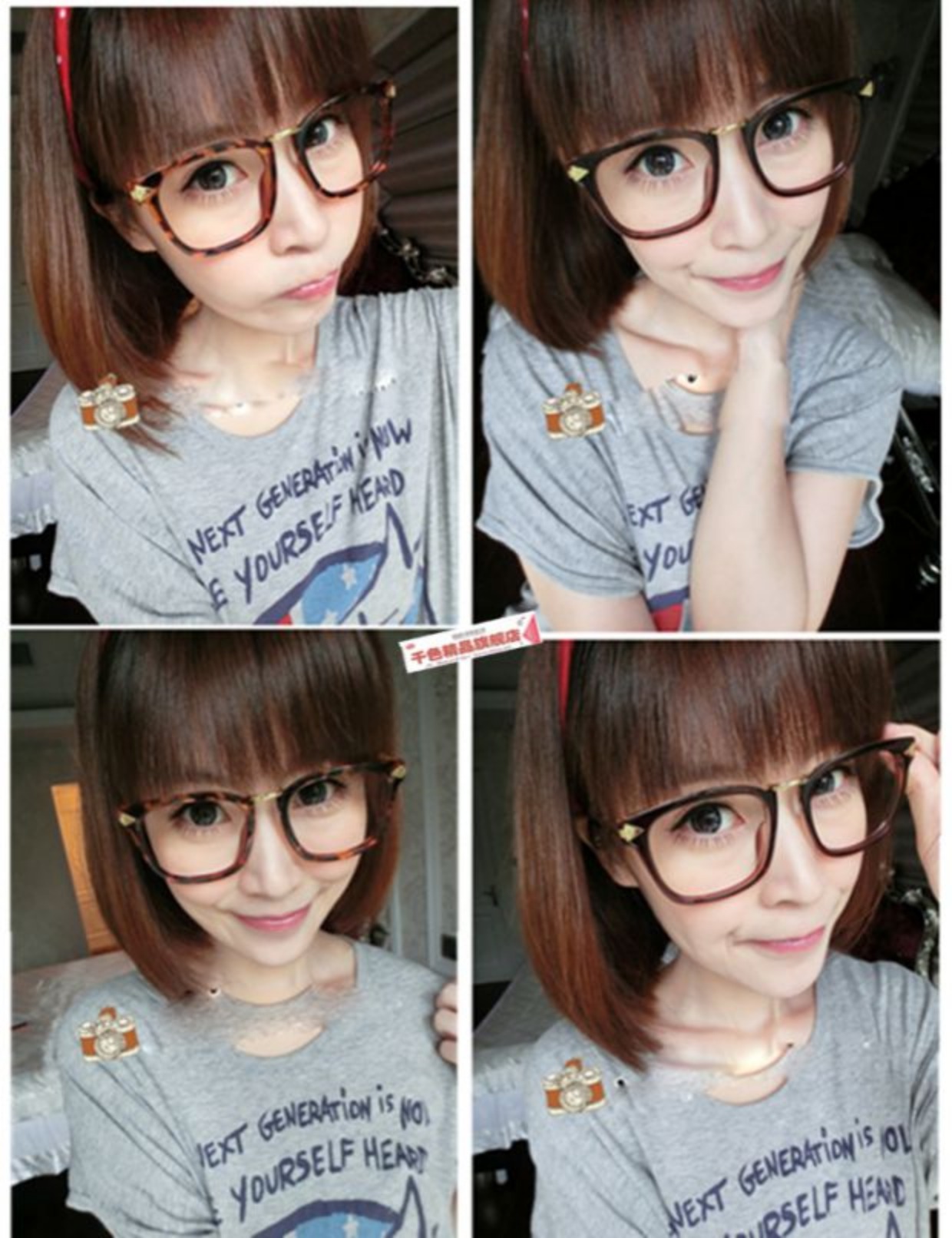 Mũi tên kính cận thị khung lớn hoàn thành nam và nữ ống kính bảo vệ bức xạ khung lớn mặt 100/200/400 độ kính áp tròng ban đêm