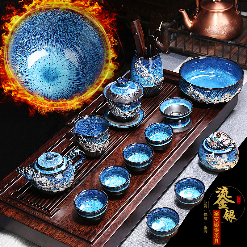 Build light tea set household kung fu tea cup teapot GaiWanCha red glaze, the small set of office of the lounge