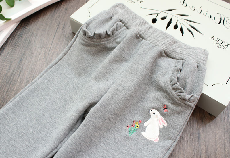 Quần bé gái mùa thu mới giản dị quần bé cao eo rộng quần trẻ em cotton thể thao đồ bộ bé trai
