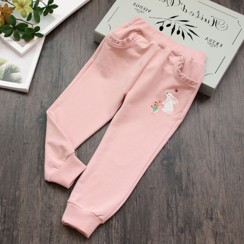 Quần bé gái mùa thu mới giản dị quần bé cao eo rộng quần trẻ em cotton thể thao đồ bộ bé trai