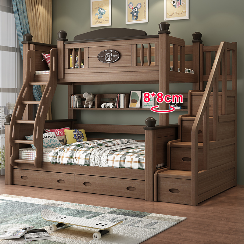 All-Solid Wood Goosebilly Wood Bunk Bed, Detachable Children's Double Bunk Bed for Small Apartments