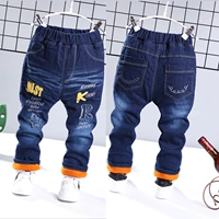 Quần bé nam mùa đông 1-2-3-4-5-6 tuổi Quần jeans trẻ em dày quần mùa đông cộng với nhung dày cửa hàng quần áo trẻ em