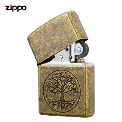 ZIPPO windproof kerosene lighter antique bronze etched ancient life's treasure man gifts birthday present