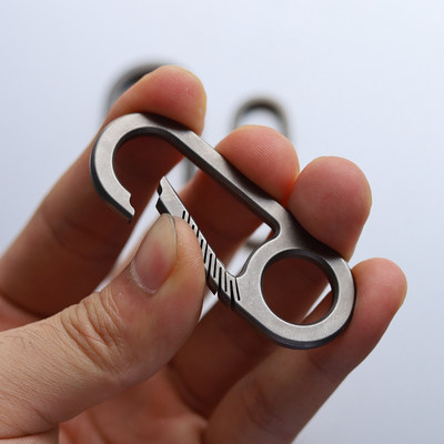 Electric spark large, medium and small three titanium alloy keychain two-way multi-purpose tool hook quick hook EDC manufacturing
