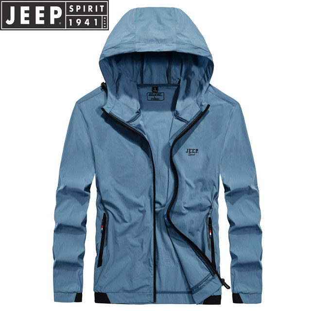 JEEP Jeep ຜູ້ຊາຍຕ້ານ UV ultra-thin breathable ເຄື່ອງນຸ່ງປ້ອງກັນແສງແດດໄວແຫ້ງ ice silk sun protection clothes summer hooded jacket