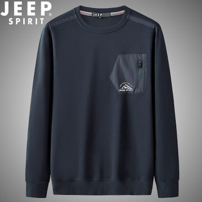 JEEP long-sleeved T-shirt for spring and autumn men, loose and casual top, round-neck T-shirt, pullover, hoodie and base layer