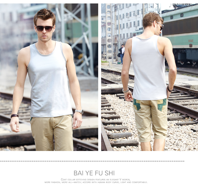 佰 夏季 Mùa hè co giãn mồ hôi mỏng thể thao vest nam bó sát phương thức vest đáy rắn màu vest áo gym