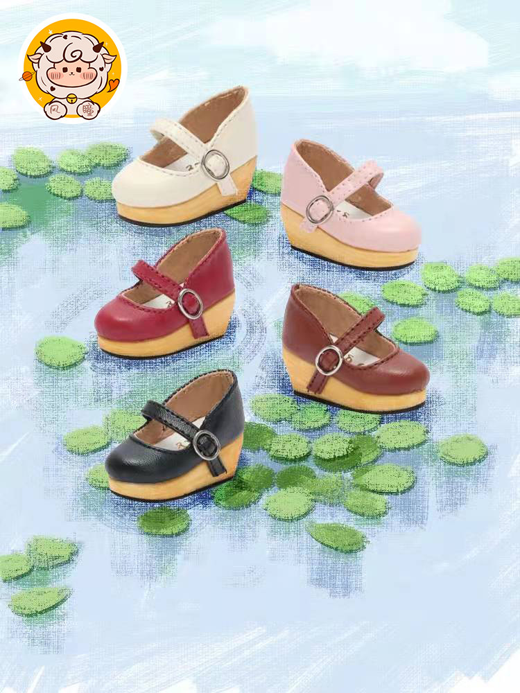 Wind pupil FT new new wood bottom shoes BJD shoes six points Yosd mirror bleating gl Red Wood 4 points 6 points