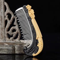 Zhengan sleeping force shop purple sandalwood 999 fine silver comb hand-spliced ​​comb handle with silver as comb teeth