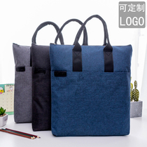 Office meeting File bag vertical Hand bag zipper bag business canvas A4 information bag briefcase men and women custom