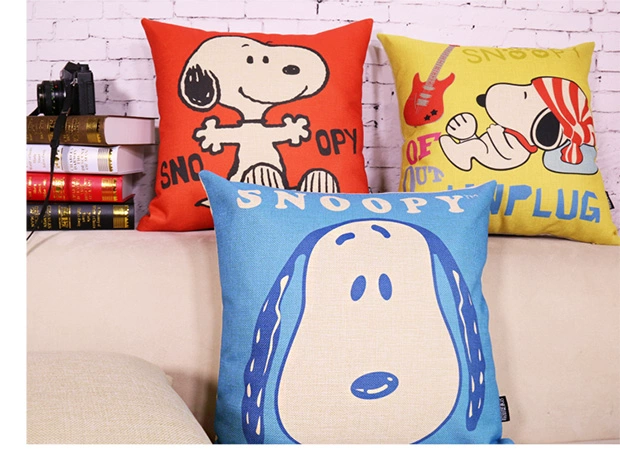 Hàn Quốc cotton và lanh dễ thương phim hoạt hình động vật Snoopy sofa gối đệm xe xe eo gối siesta gối - Trở lại đệm / Bolsters