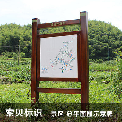 Scenic area imitation wood grain general plan Tour signboard Galvanized steel plate Stainless steel custom set is more favorable and beautiful