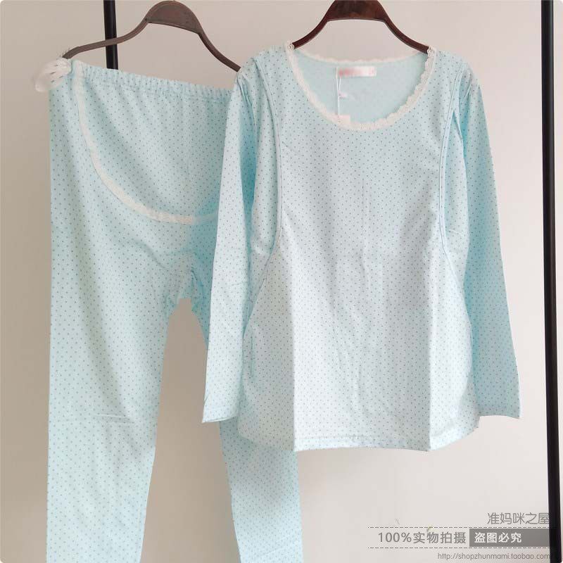Maternity autumn clothes sanitary pants set cotton autumn winter confinement clothes nursing pajamas nursing lycra cotton maternity fever clothes