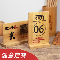 Custom restaurant table number plate Creative bamboo and wood table card Personalized scan code point table number plate Wooden hotel seat card