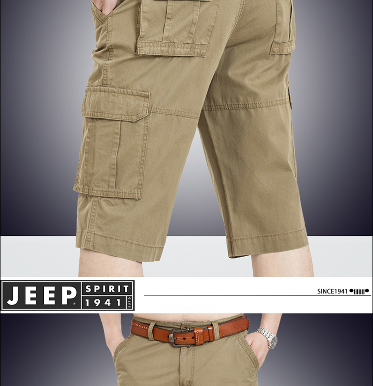 Mùa hè mỏng phần JEEP quần short giản dị cắt quần Jeep lỏng kích thước lớn nhiều túi cotton dụng cụ quần short bãi biển quần áo unisex