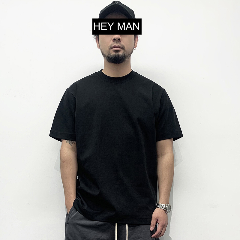Hey Man Summer Men's Retro Solid Color Silky Small Neckline Short-Sleeved T-Shirt Youth Basic Base Shirt Tee