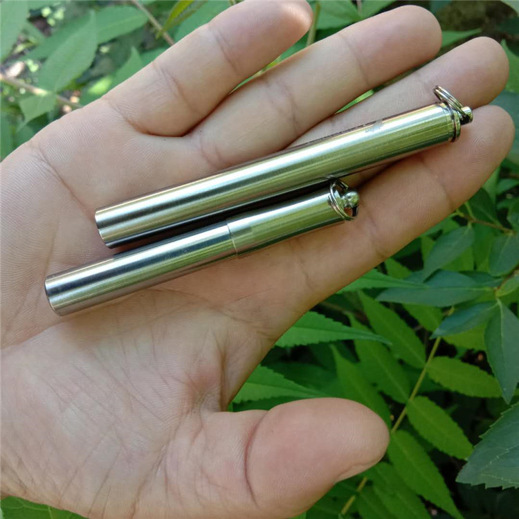 Key barrel titanium alloy hanging buckle waterproof portable light riding waterproof bin toothpick cylinder medicine tank box toothpick bottle