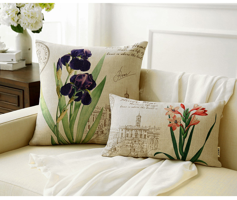 Vintage bông cùi sofa gối đệm Hoa hoa gối văn phòng phòng khách phòng ngủ trở lại với lõi gối thắt lưng - Trở lại đệm / Bolsters Chăn tiện ích