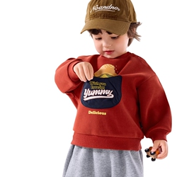 百搭款！新款嘟嘟家儿童卫衣红色宝宝上衣