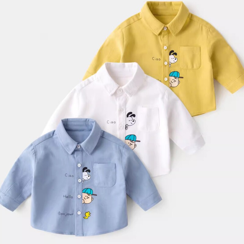 多色！嘟嘟家男童衬衫春秋儿童纯棉衬衣