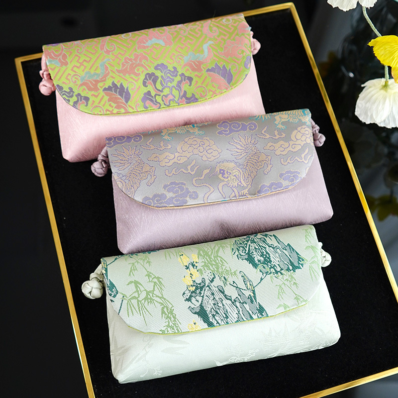Song Brocade Fabric Crossbody Bag, Intangible Cultural Heritage, Traditional Silk Fabric Bag, Mobile Phone Bag, Summer Walking Jacquard, Chinese Style Versatile Women's Bag
