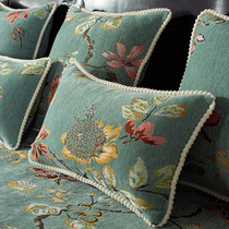 European Pillow sofa cushion rectangular household chenille suede blue American pillow cover without core