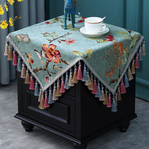 European bedside table cloth fabric dust cover cover scarf chenille square corner a few small square corners embroidered tablecloth