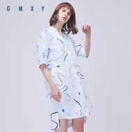 Gỗ cổ cừu GMXY2018 phụ nữ mùa hè mới nhỏ tươi graffiti váy cotton váy phong cách mới