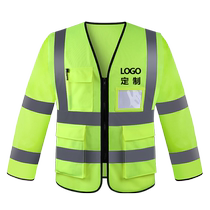 Gilet de sécurité à manches longues gilet de circulation pour la construction dune veste Fluorescente Vêtements Hygiène Travail de nuit Vêtements de travail Inimprimable