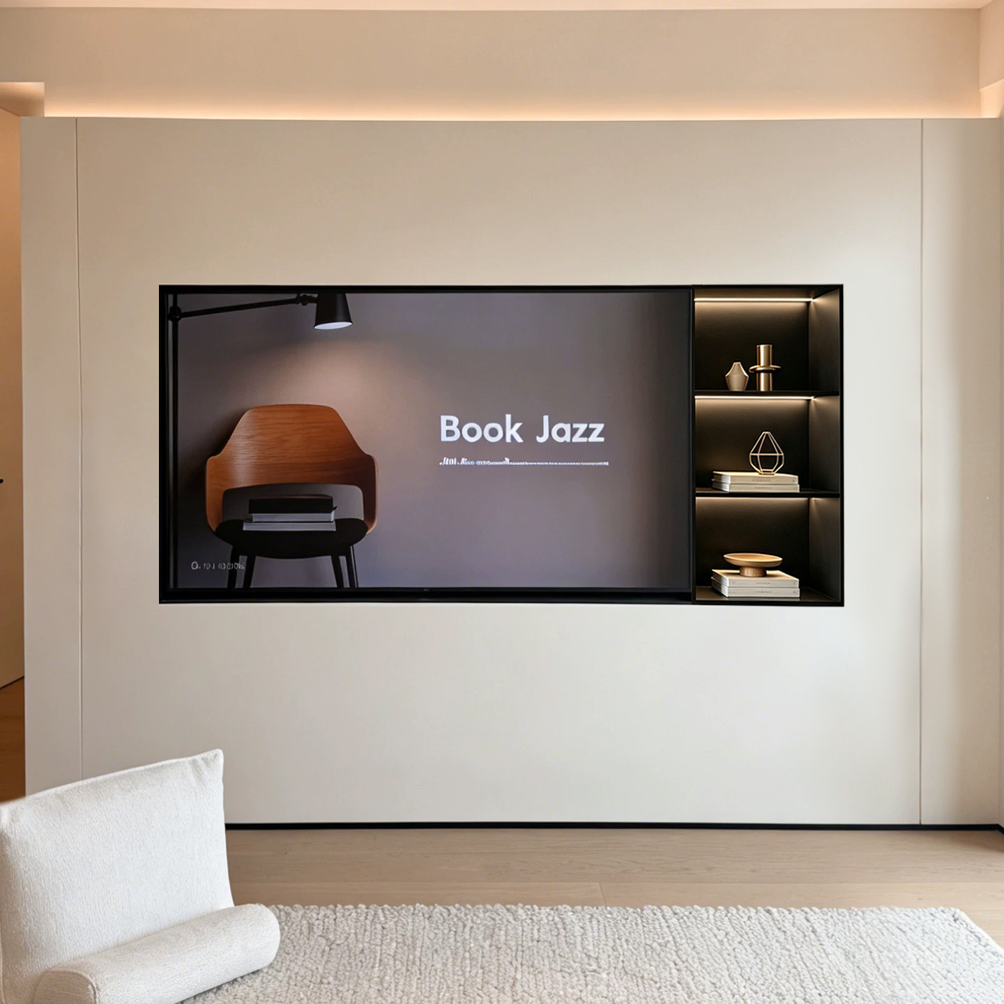 75-inch TV niche built-in stainless steel customization