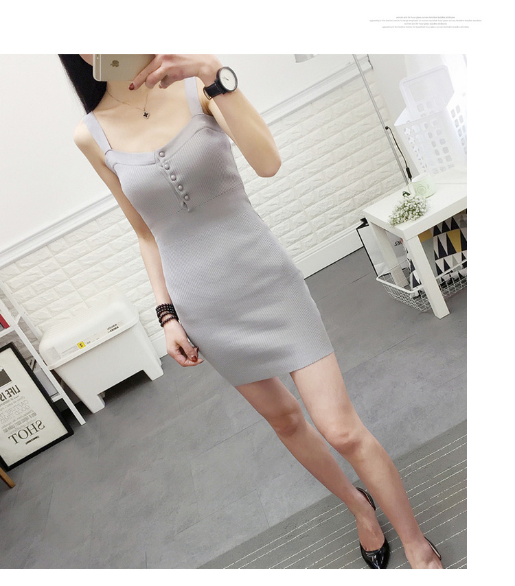 Váy không tay xẻ cao gợi cảm mùa thu 2018 của phụ nữ váy yếm shop quần áo nữ