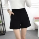 Phiên bản Hàn Quốc của quần short len ​​nữ mùa thu đông 2018 mới mặc eo co giãn đã mỏng manh khoét chân quần ống rộng