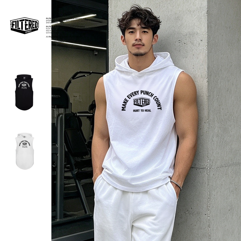 Men's Sports Vest, Sleeveless Hooded Men's Fitness Breathable Summer Boxing Training Clothing, Thin Vest Hooded T-Shirt Men's Sports Vest, Sleeveless Hooded Men's Fitness Breathable Summer Boxing Training Clothing, Thin Vest Hooded T-Shirt