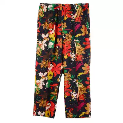 Old man pants female grandmother dress loose mother-in-law plus fat plus size old silk pants summer thin printed mother