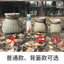 Portable fish basket bamboo basket small portable handmade ethnic style hotel hanging basket small fish basket flower arrangement net bag products