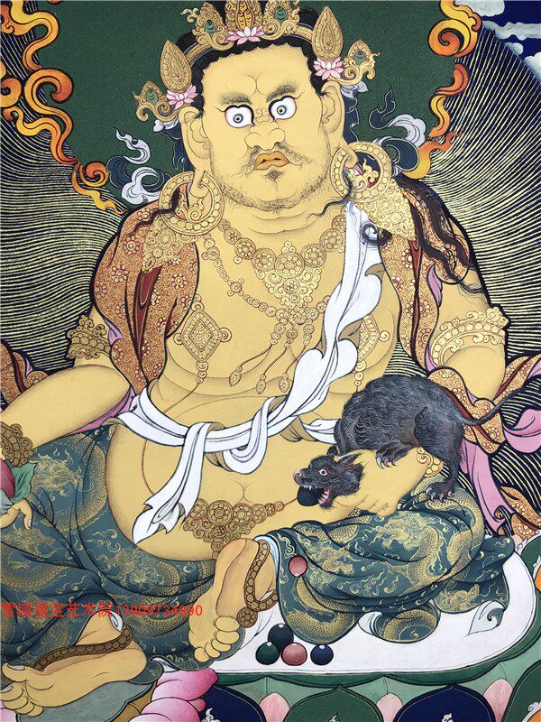 Tibetan hand-painted Thangka painting Huang Caishen praying for wealth and luck porch handmade decoration hanging painting Zen decoration private order