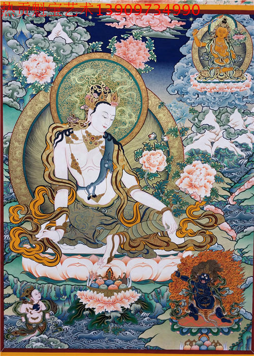 Tibet Handpainted Tang Kajing Guanyu Guanyin Three Main Yet Satanic Zassihand-painted Hot Gonzen Zen Zenon Wall Pendants Wall Pendant