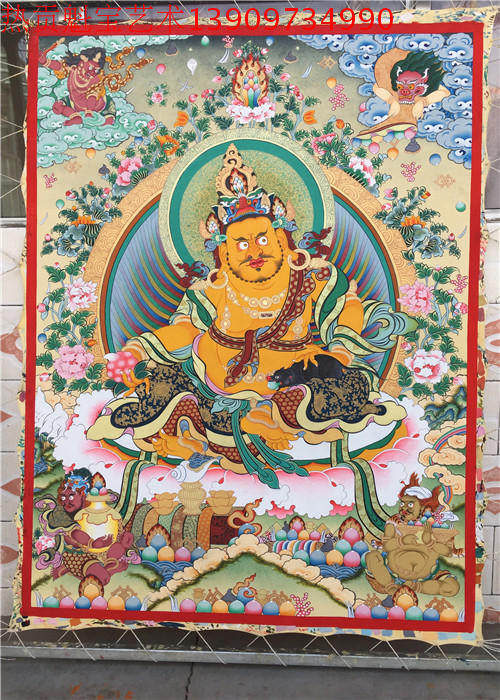 Tibet handmade Donka black and white red and yellow property Divine Hand Plotts of the Zen Zenguan Decoration Hung Paintings and Paints to the Po Ping An