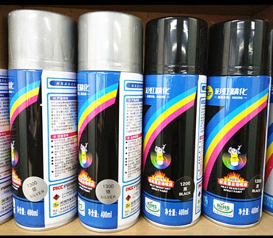 Rainbow Refinement Lacquer Master 7CF Heat Resistance High Temperature 300 ° Rust Resistant High Temperature Paint Black Silver Two Color Paint