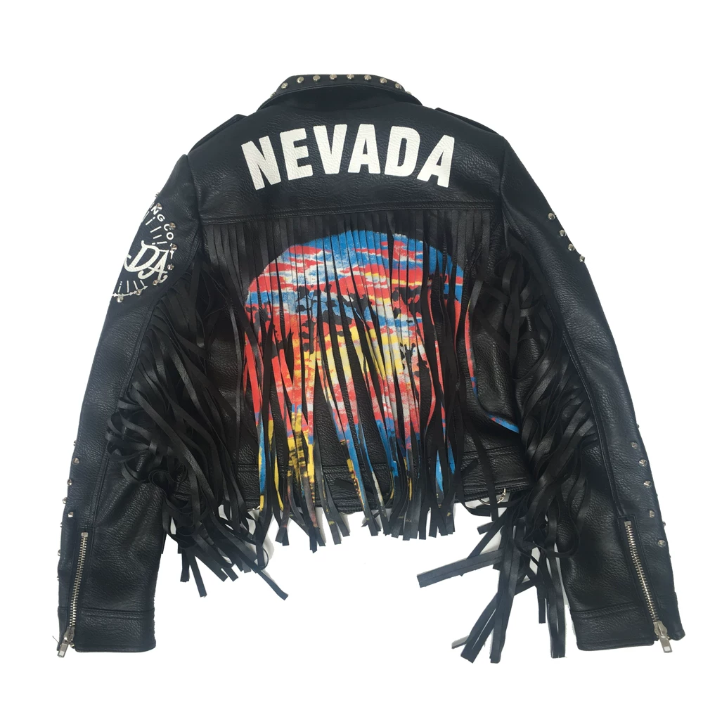 Новейшая весна и осень Plusal Spokes, печатная locomotive Paste Punk Ms. Short Coat